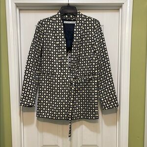& Other Stories - flower grid jacquard blazer - black, white & yellow - size 4